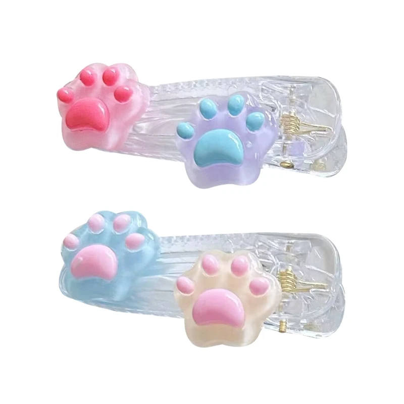 

Clear Cat Paw Shape Duckbill Hair Clip Spring Summer Hair Clip for Woman Girls Taking Photo High Ponytail Bangs Hairpin