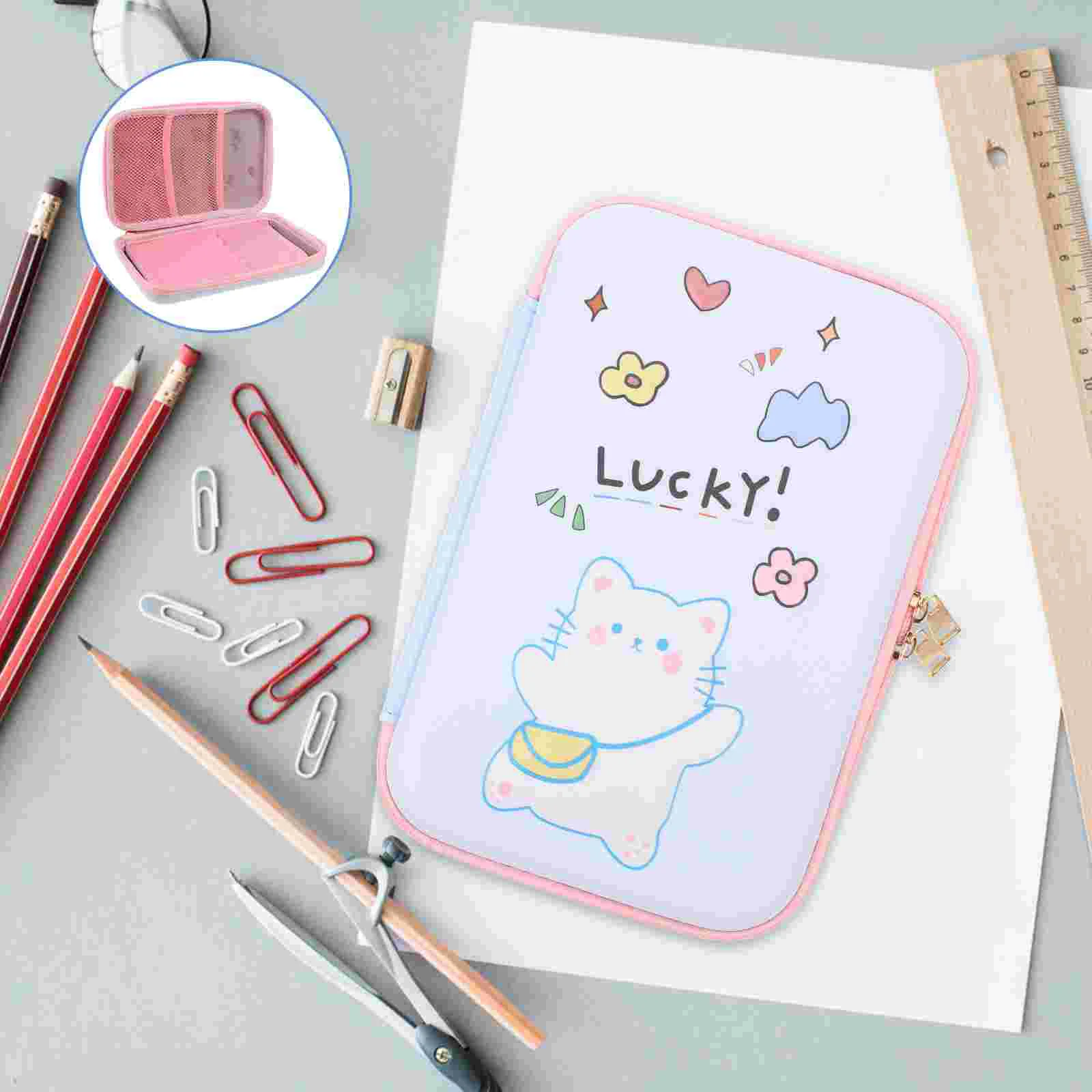 

Case Bag Makeup Stationery Zipper Pouch Brush Cat Travelpen Backpack School Capacity Storage Big Supplies Marker Holder