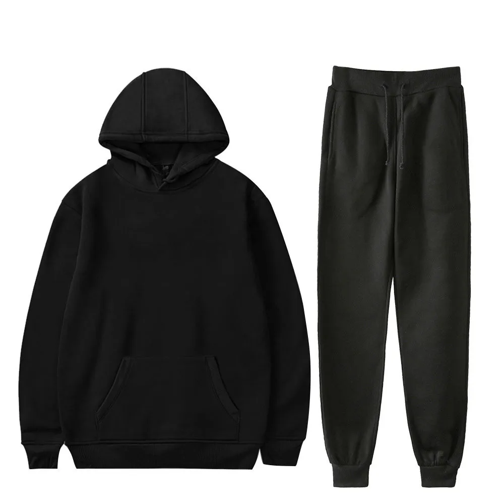 Men Sets Hoodie+Pants Two-Pieces Casual Solid Color SweatSuit Men Fashion Sportswear Brand Set Tracksuit Male