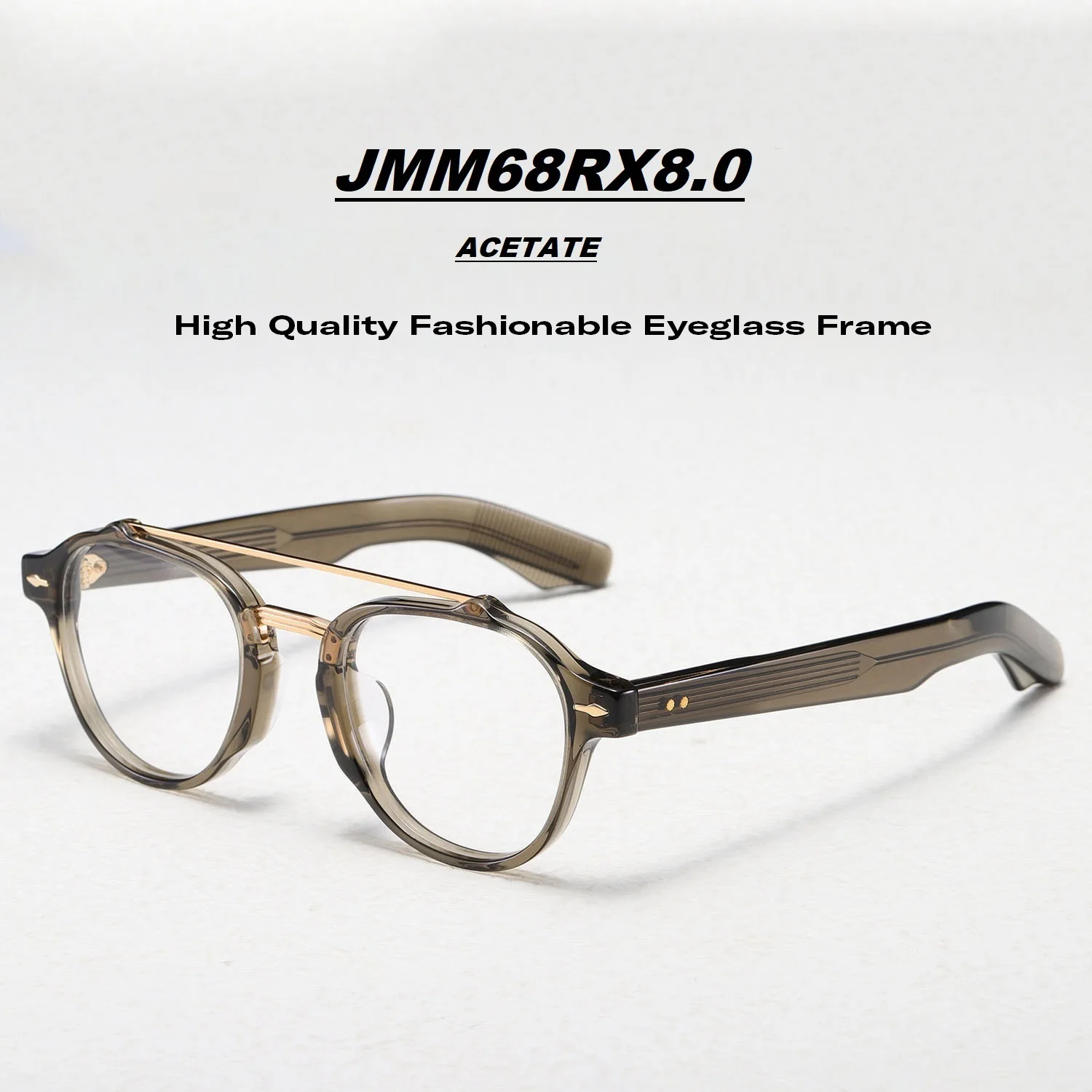 

ELECCION Retro Acetate Glasses Frame For Men Optical Myopia Clear Lens Prescription Eyeglasses Round Double Beam Spectacle Frame