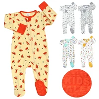 2022 newborn baby boy girl footies romper cartoon print zip front non slip footed sleeper pajamas baby suit children clothes