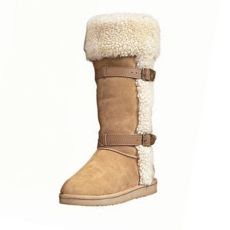 Хутряные зимние высокие сапоги женские замшевые трендовые короткие плюшевые