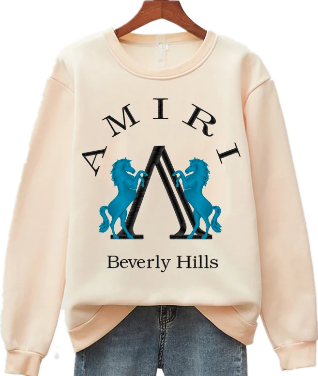 

Unisex AMIRI Letter Printed Long Sleeve Crew Neck Pullover All-match Sweatshirts S-4XL