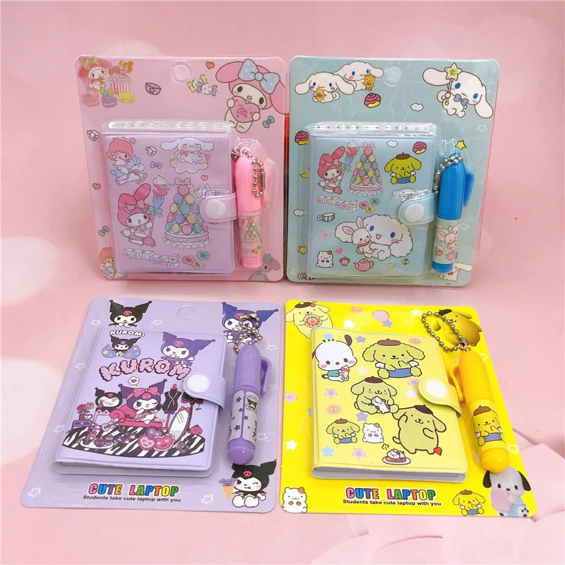 

4Pcs Sanrio Notebook Journal My Melody Kuromi Cinnamoroll Kawaii MIini Portable Ledger School Supplies Stationery Gift