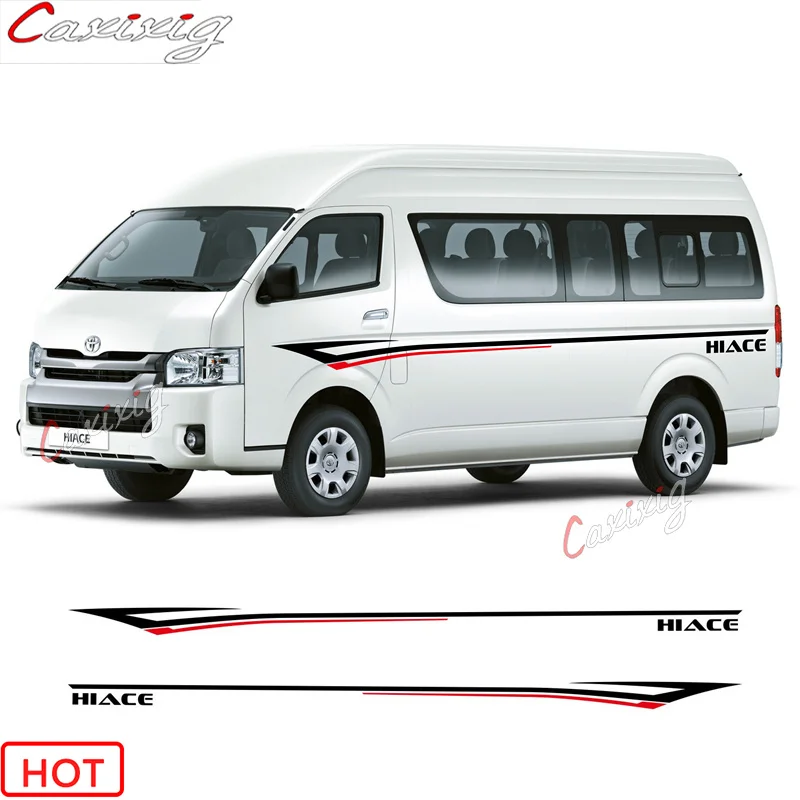 

1set Car Styling Sport Stripes Both Side Door Waist Lines Sticker For Toyota Hiace Auto Body Decor Vinyl Decals Accessories