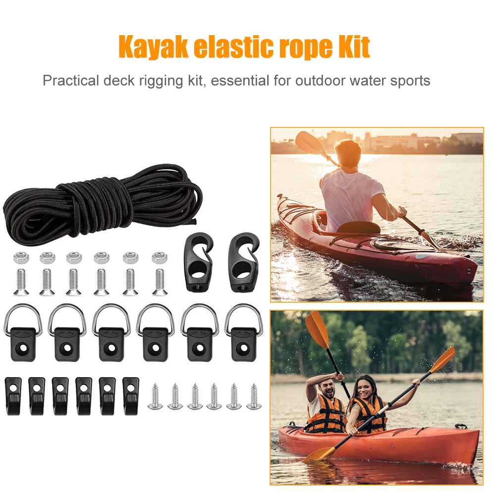 

D Ring Mooring Deck Fitting Canoe Kayak Bungee Cord Sailing Rope with Screw Fishing Rigging Bungee Kit Set Kayak Accessories