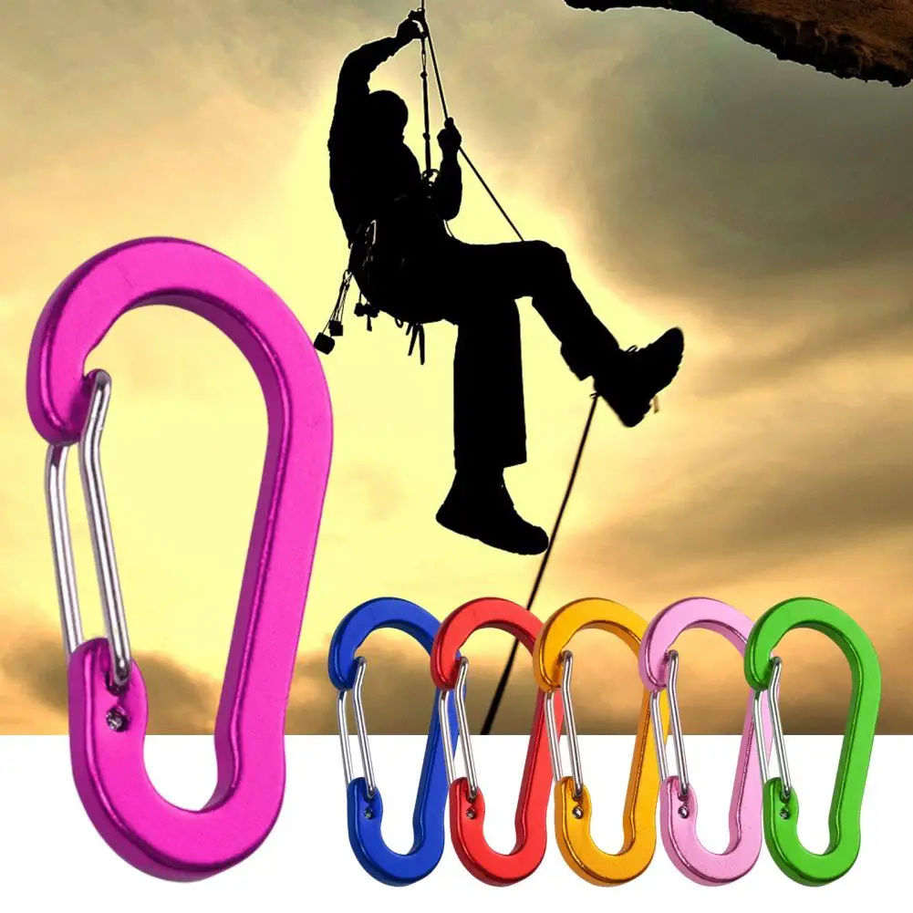 

6Pcs Convenient Climbing Buckles Anti Fade Hanging Backpack Corrosion Resistant High Hardness Bright Color Carabiners