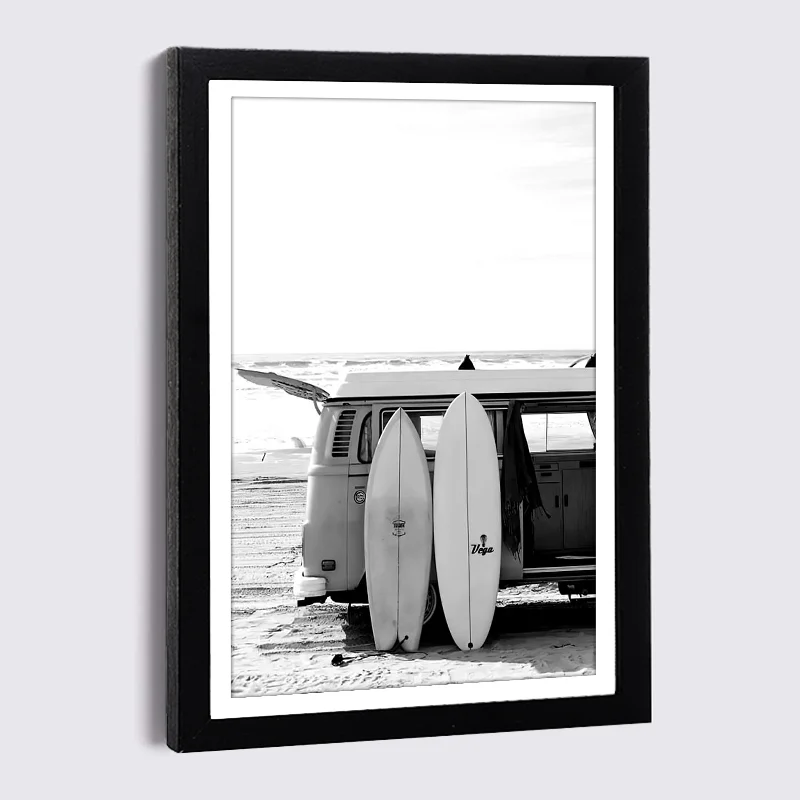 

Nordic Photo Frames for Picture with Canvas Painting Wall Beach Surfboard Champagne Luxury Poster 5'' 7'' 8'' Black Wood Frame