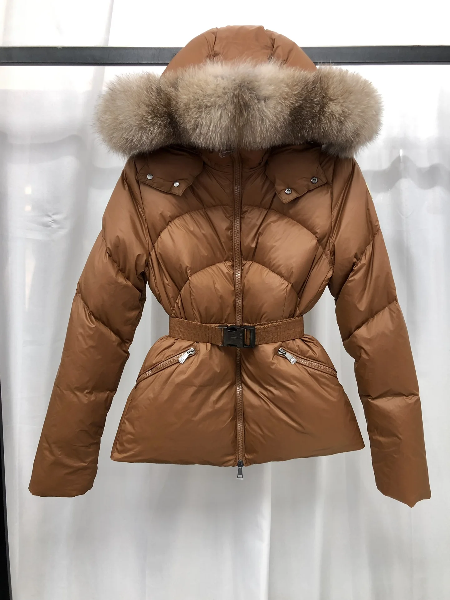 Down jacket women's Korean style winter hooded coat women's fashion belt thickened warm coat