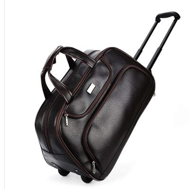 

Men Wheeled Travel bags PU travel trolley bags on wheels Boarding luggage bags for men Rolling Bag with wheels Man travel Duffel