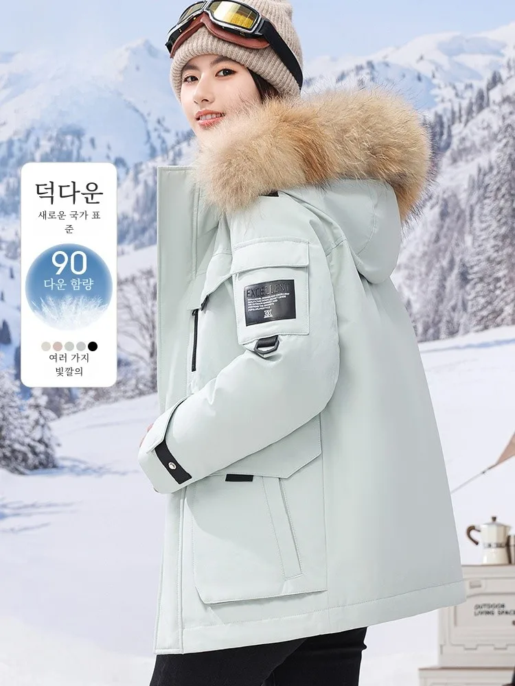 [Свободный норковый воротник] Romon Женский пуховик средней длины с капюшоном 2024