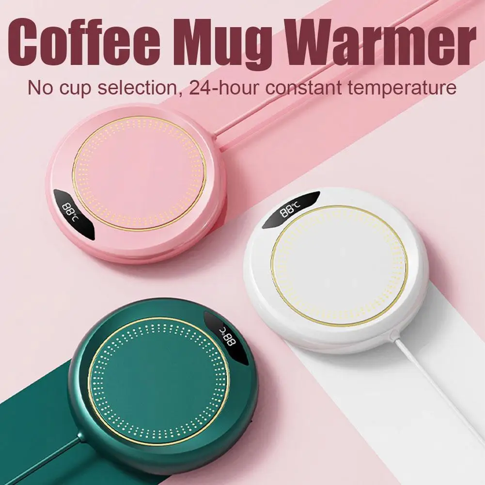 

USB Cup Warmer Mini Portable Coffee Mug Heating Coaster Smart Digital Display Thermostatic Adjustment Timing Heater For Milk Tea