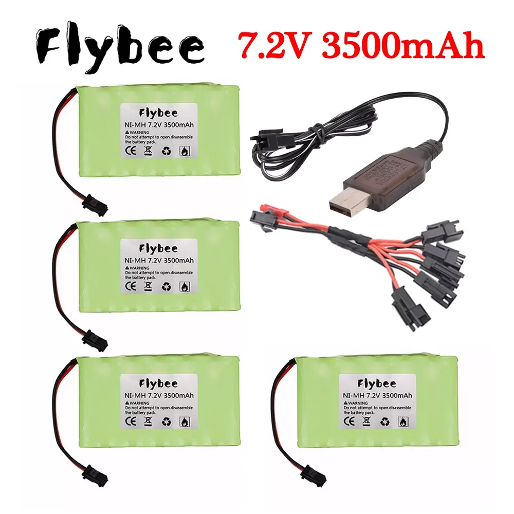 

NEW2023 7.2v 3500mah Ni-MH AA rechargeable battery SM plug with charger for RC car RC truck RC boat RC tanks upgrade 7.2 V 3000