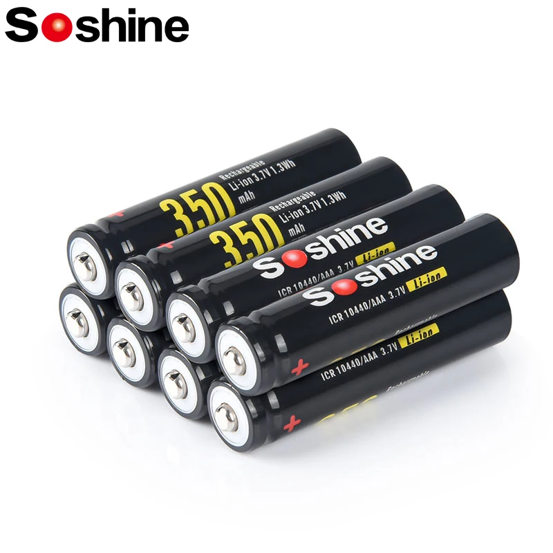 

Soshine AAA 10440 350mAh Li-ion Batteries 3.7V 350mAh Rechargeable Lithium AAA Battery for Microphone Headlamp Flashlight Radio
