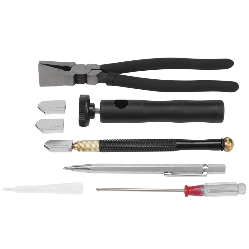 

Набор для резки стекла с усилителем, 2-6,6-12,12-20 мм Стеклянная режущая головка с плоскими щипцами для резки зеркала