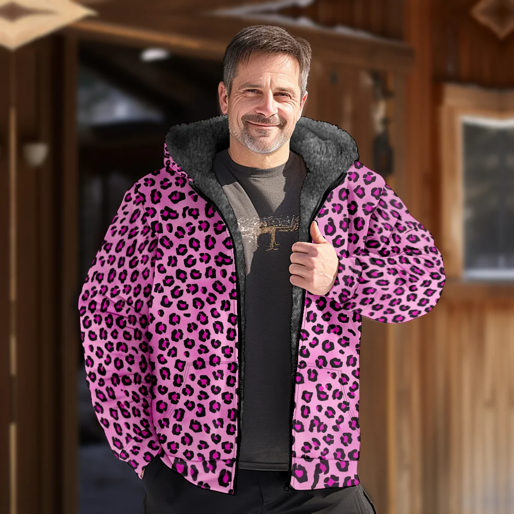 Men's Winter Jackets Coats vintage leopard Pattern Cotton Clothes Overcoat Comfortable Korean CASUAL