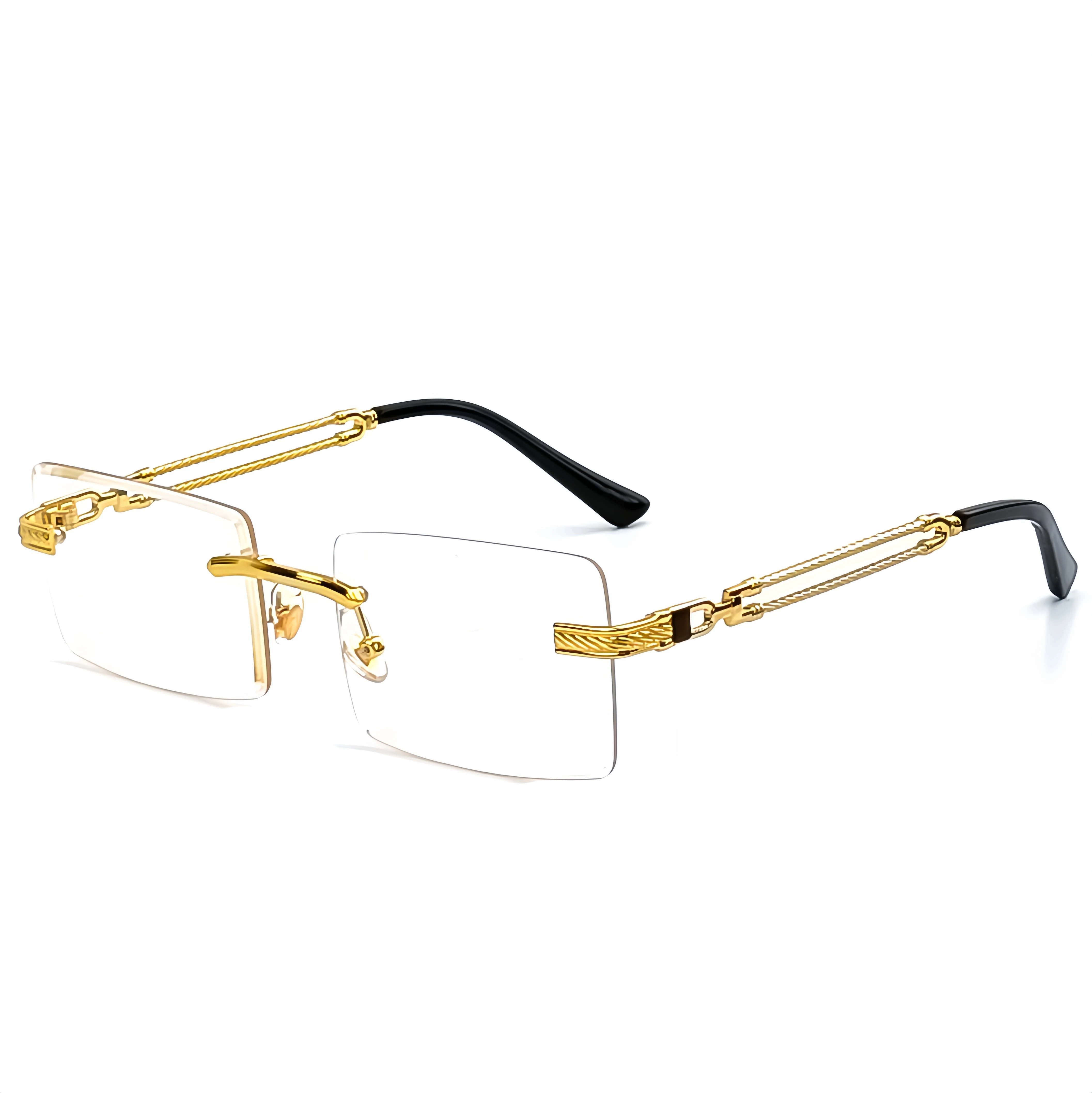 Солнцезащитные очки унисекс прямоугольные без оправы в стиле ретро