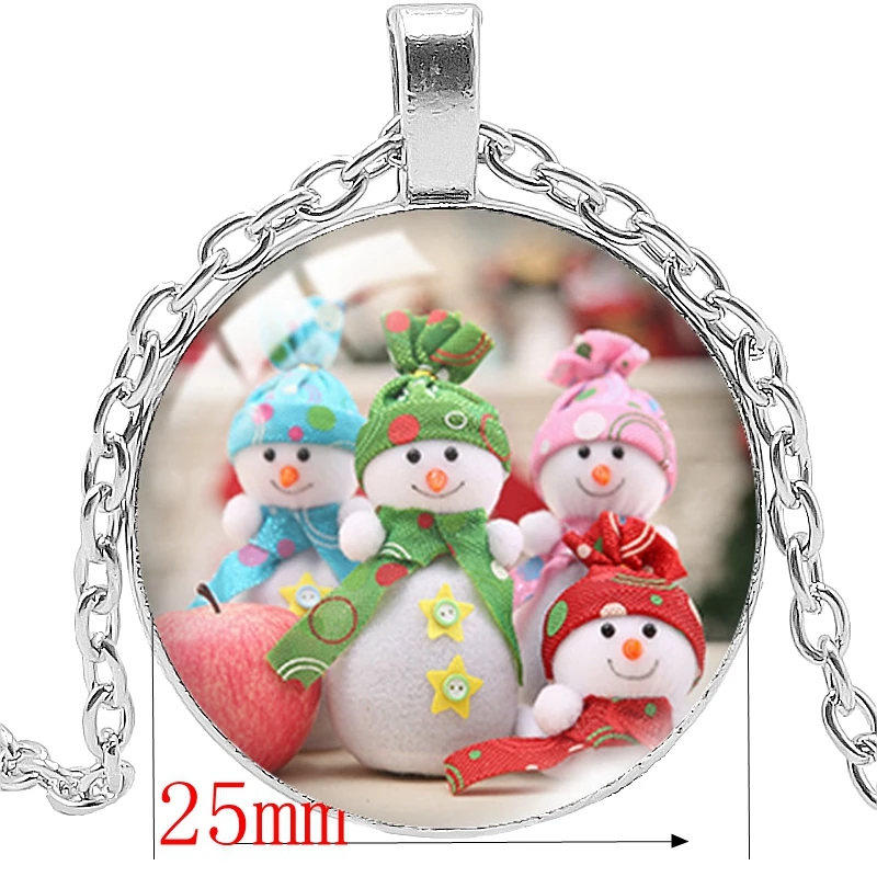 

Hot Sale Christmas Snowman Glass Cabochon Necklace Pendant Sweater Chain Clavicle Chain