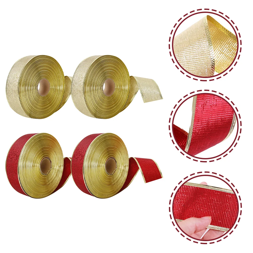 

Ribbon Christmas Gift Ribbons Holiday Tree Decorative Glitter Crafts Wrapping Garland Wiredsparkly Present Bow Shiny Red Merry