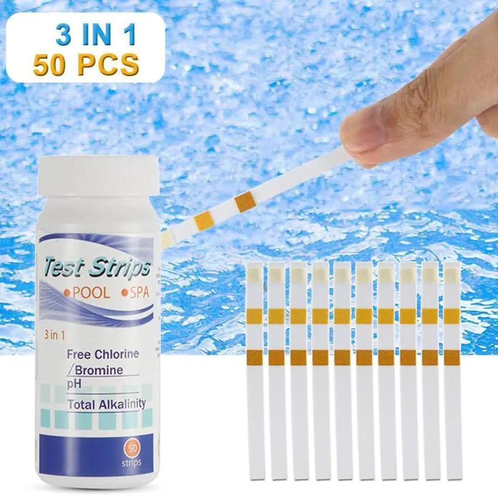 

3 In 1 Test Strips Chlorine Dip Hot Tub PH Tester Paper Strips Test StripTest Pap Hot Strips Swimming Water 50 Pool Test Te H2C5