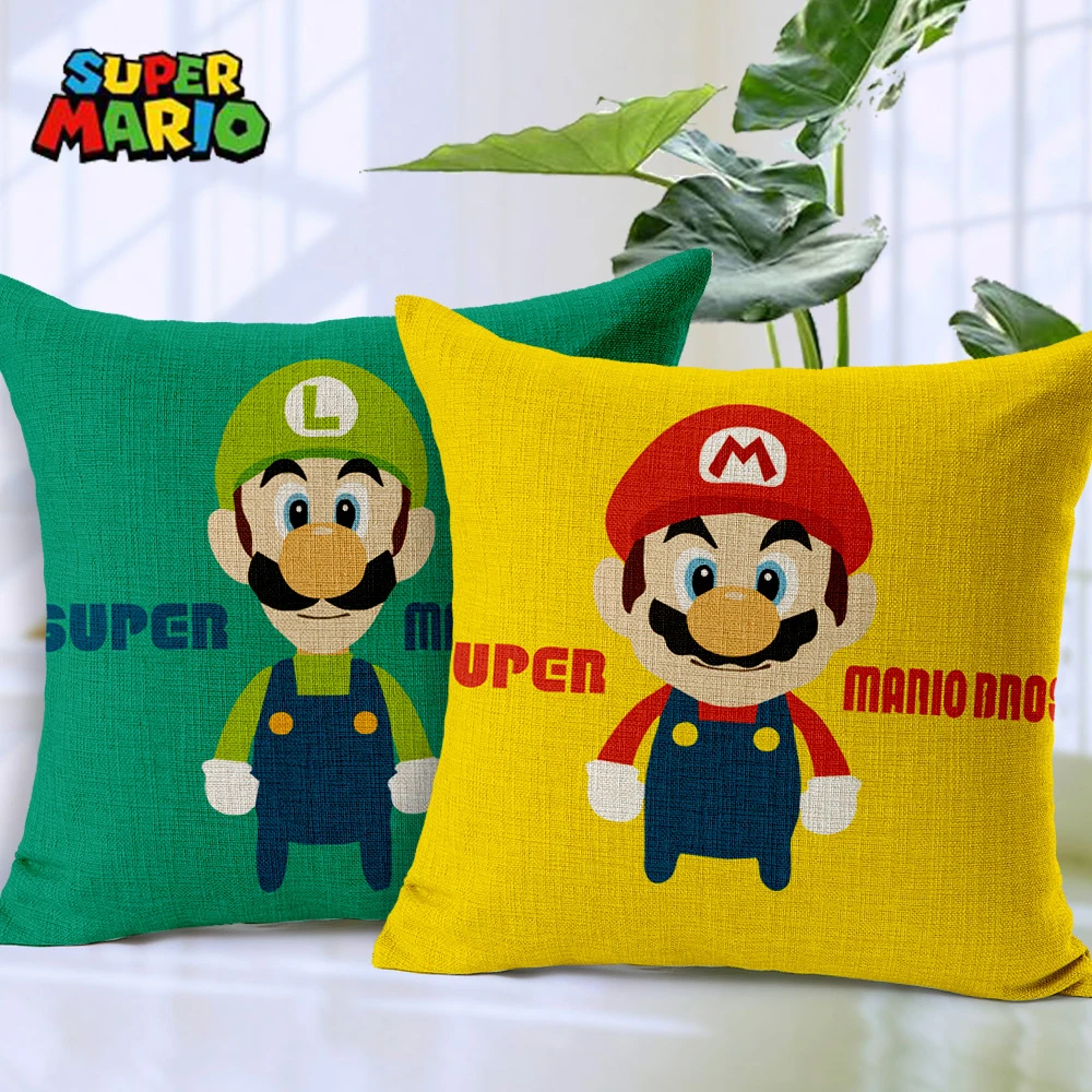 

Super Mario Anime Pillowcase Cartoon Figures Mario Home Decoration Pillow Cartoon Game Character Cushion Cover Birthday Gifts