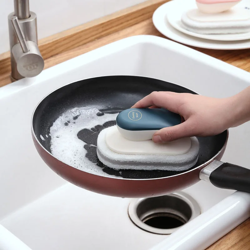 

1PC Magic Sponge Cleaning Wipe Countertop Brush With Handle Multifunctional Bathroom Cleaning Brush Pot Brush Kitchen