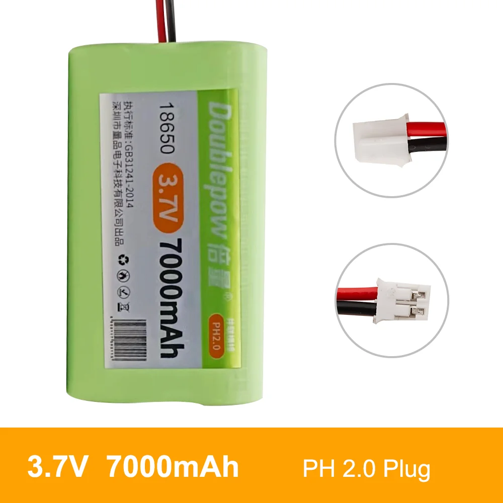 

Doublepow 3.7V 18650 Lithium Battery Packs 7000mAh Rechargeable Battery Fishing LED Light Bluetooth Speaker +PH 2.0 Plug