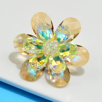 cindy xiang 6 petal crystal handmade flower brooches for women 16 colors available shining pin fashion jewelry new arrival