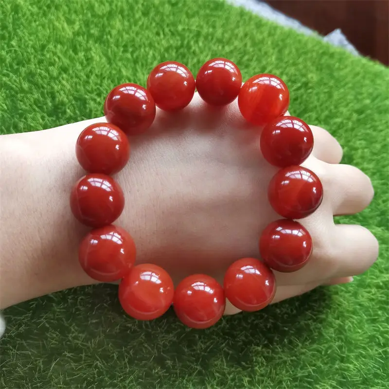

Natural South Red Round Beads Single Ring Bracelets for Men and Women In This Animal Year Joker Bracelet Jewelry