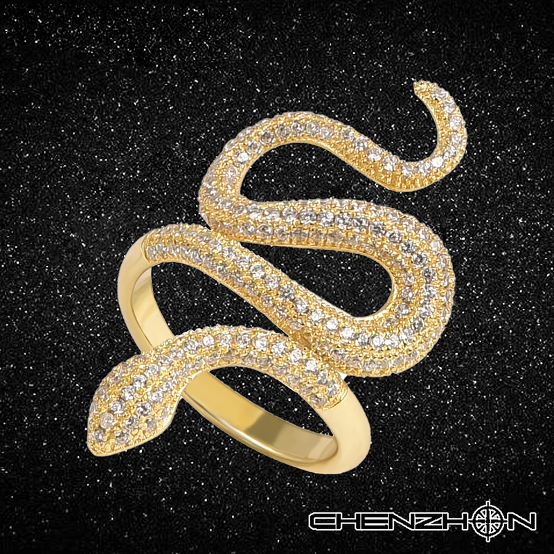 

CHENZHON серебряное кольцо в виде змеи 925 змея, змеевидная платформа, женское соединение в виде животного для мужчин, бриллиантовое ювелирное из...