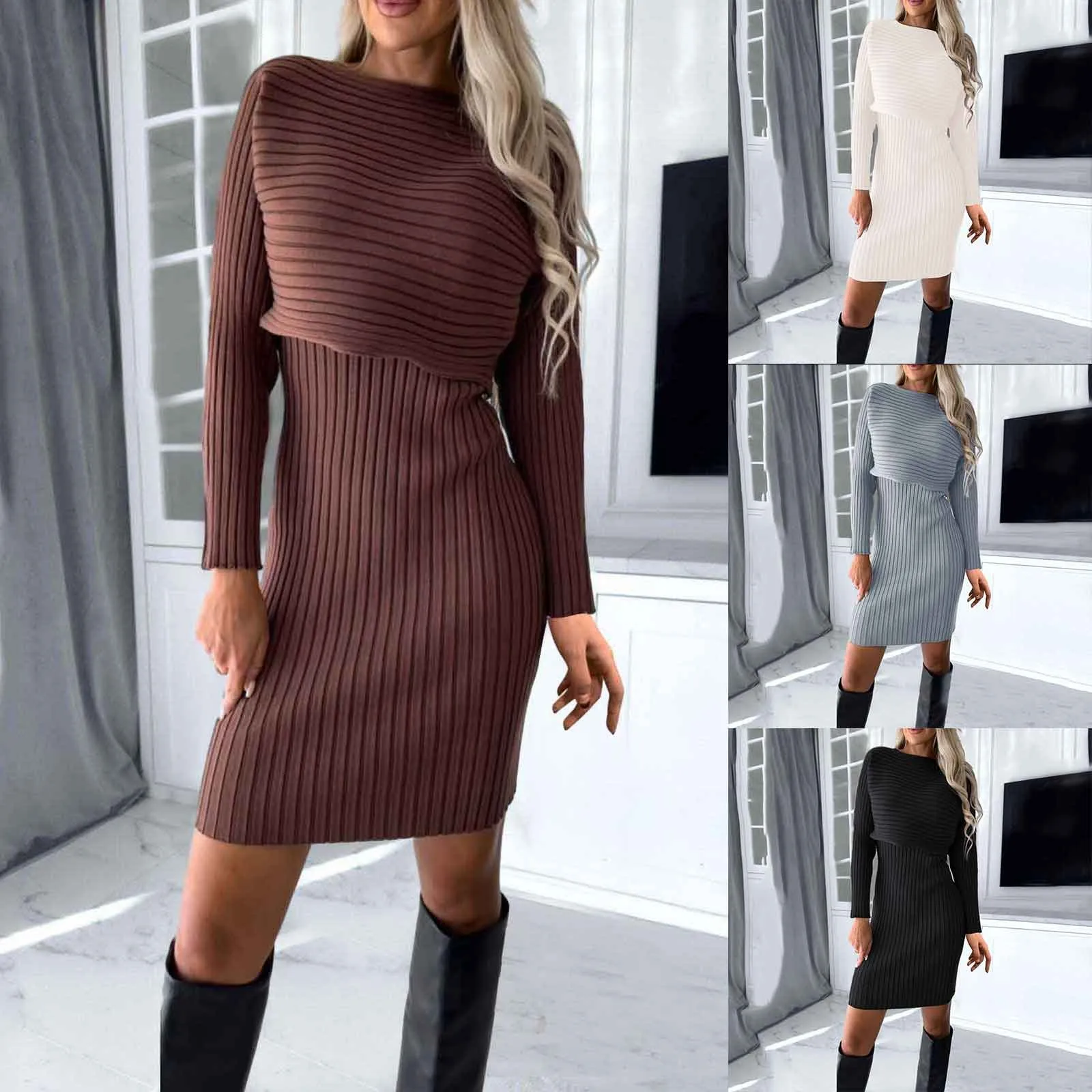 

Women Fashion Solid Casual Knitted Long Sleeve Tops Suspender Skirt Suit Women Satin Dresses for Party Womens Pants Suit Formal