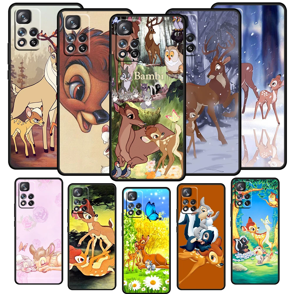 

Anime Bambi Disney Case For Xiaomi Redmi Note 11E 11S 11 11T 10 10S 9 9T 9S 8 8T Pro Plus 5G Soft TPU Black Phone Cover Capa