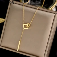 enshir 316l stainless steel square tassel clavicle necklace new style ladies necklace festive party jewelry decoration gift
