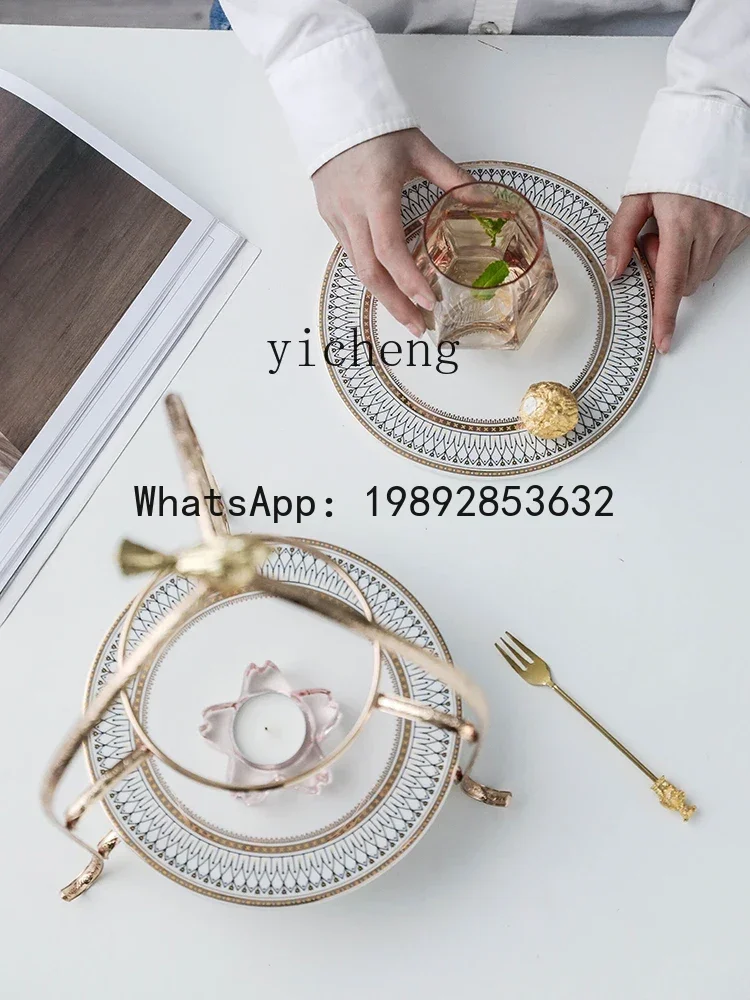 Фото LYY легкая роскошная золотая трехслойная стойка для торта Dim Sum, западная кухня, тарелка, стол, стеллаж для хранения домашнего перерыва на чай №3