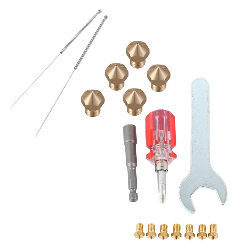 

3D Printer Nozzles + 4 DIY Tools With MK10 Nozzle For 3D Printer Makerbot Parts And Extruder Cleaning Tools