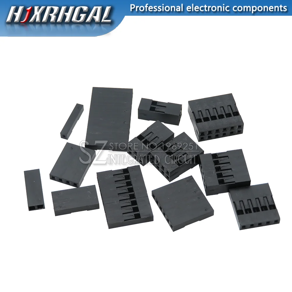 100 шт., 2,54 мм, пластмассовый соединительный кабель Dupont с гнездовым штырьком, 1x2P 2x2P 1x3P 2x3P 1x4P 2x4P 1x5P 2x5P 1x6P