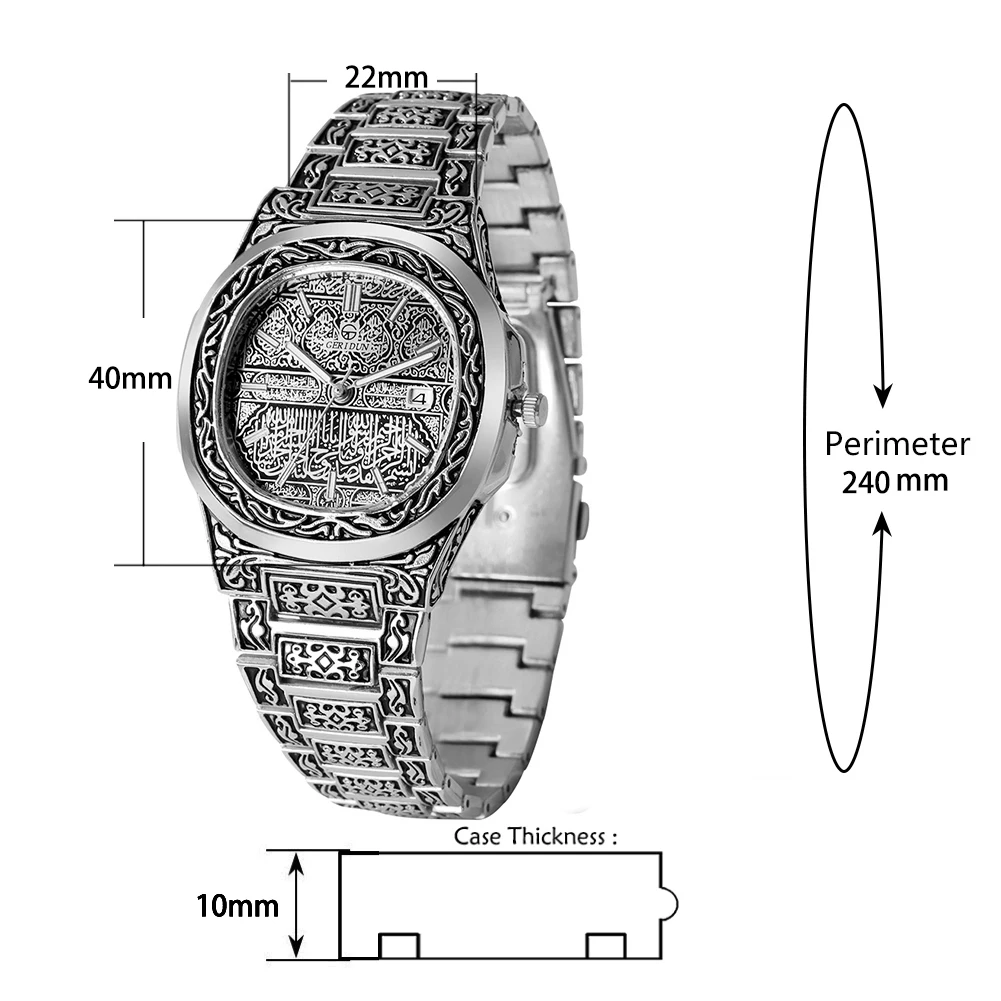 New Mens Watch Top Brand Luxury Silver Vintage Embossed Alloy Band Watch Fashion Business Quartz Wristwatch Gift for Boyfriend