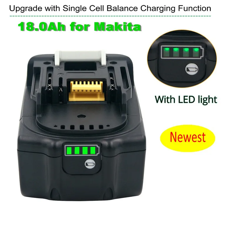 BL1860 Rechargeable Battery 18 V 18000mAh Lithium ion for Makita 18v BL1840 BL1850 BL1830 BL1860B LXT 400+charger | Электроника