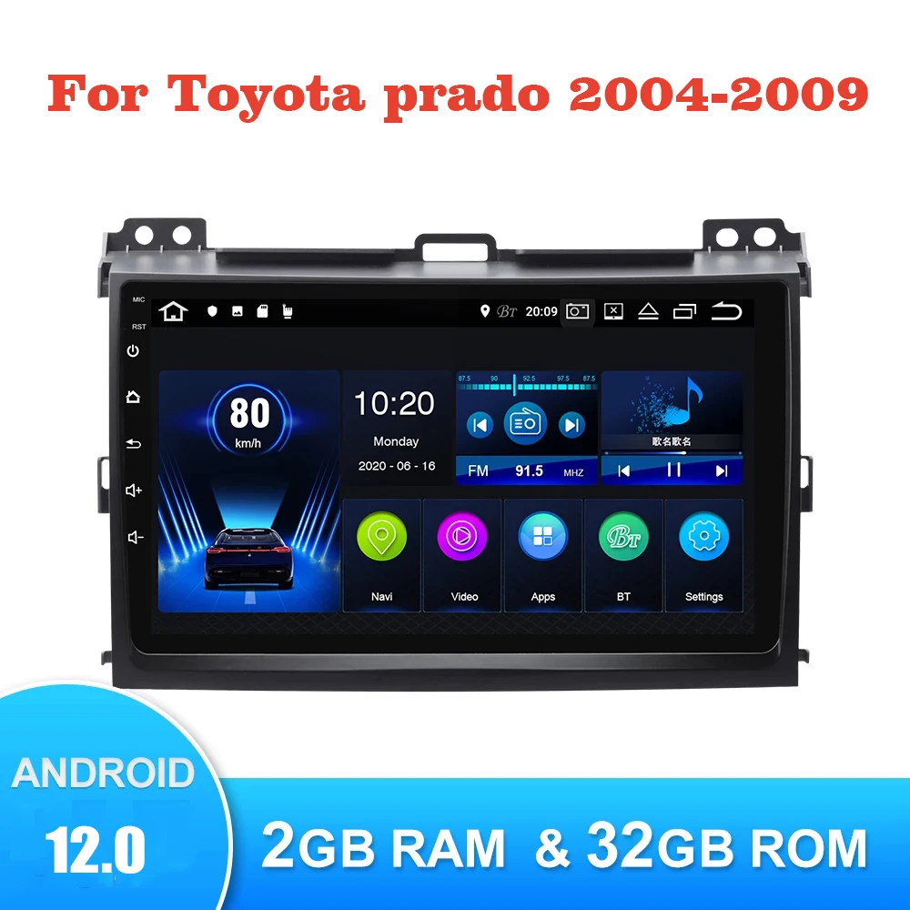 

Android 12.0 Car Multimedia Player For Toyota Land Cruiser Prado 2004-2009 Autoradio GPS Navigation Camera WIFI Car stereo