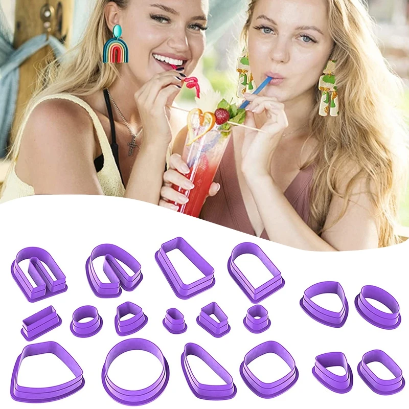 

Q81D 118Pcs Polymer Clay Cutters for Earrings Plastic Cutting Mold DIY Jewelry Pendant Making Tools with Hooks Clip Card Bags