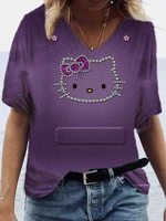 2022 womens fashion shirts summer t shirts hello kitty v neck short sleeve t shirts womens tops y2k clothes