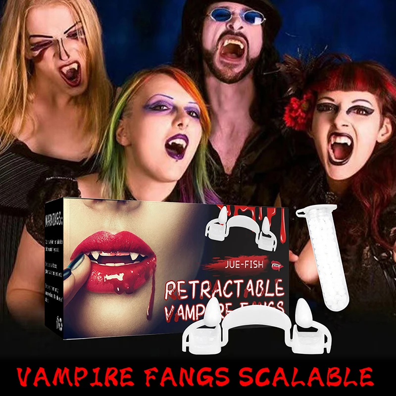 

Halloween Vampire Teeth Retractable Dentures Zombie Teeth Vampire Fangs Retractable Dentures With Gutta PerchaFor Adult Kids