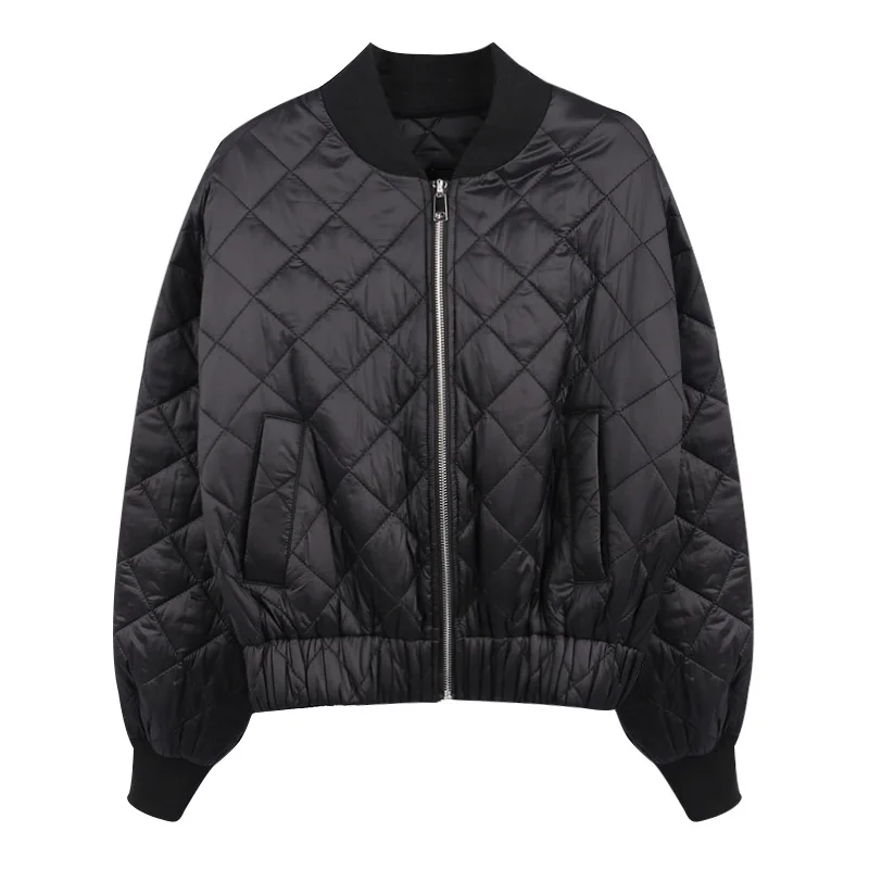 Clothes Women Winter Jacket Women Zipper Casual Diamond Jacket Cotton Wear 2022 Women's Autumn/winter Loose Long-Sleeved Jacket