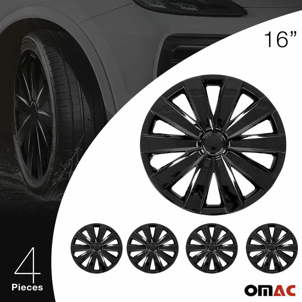 Wheel Rim Cover Protector Hub Caps ABS 16” Black 4 Pcs Classic For Honda Civic
