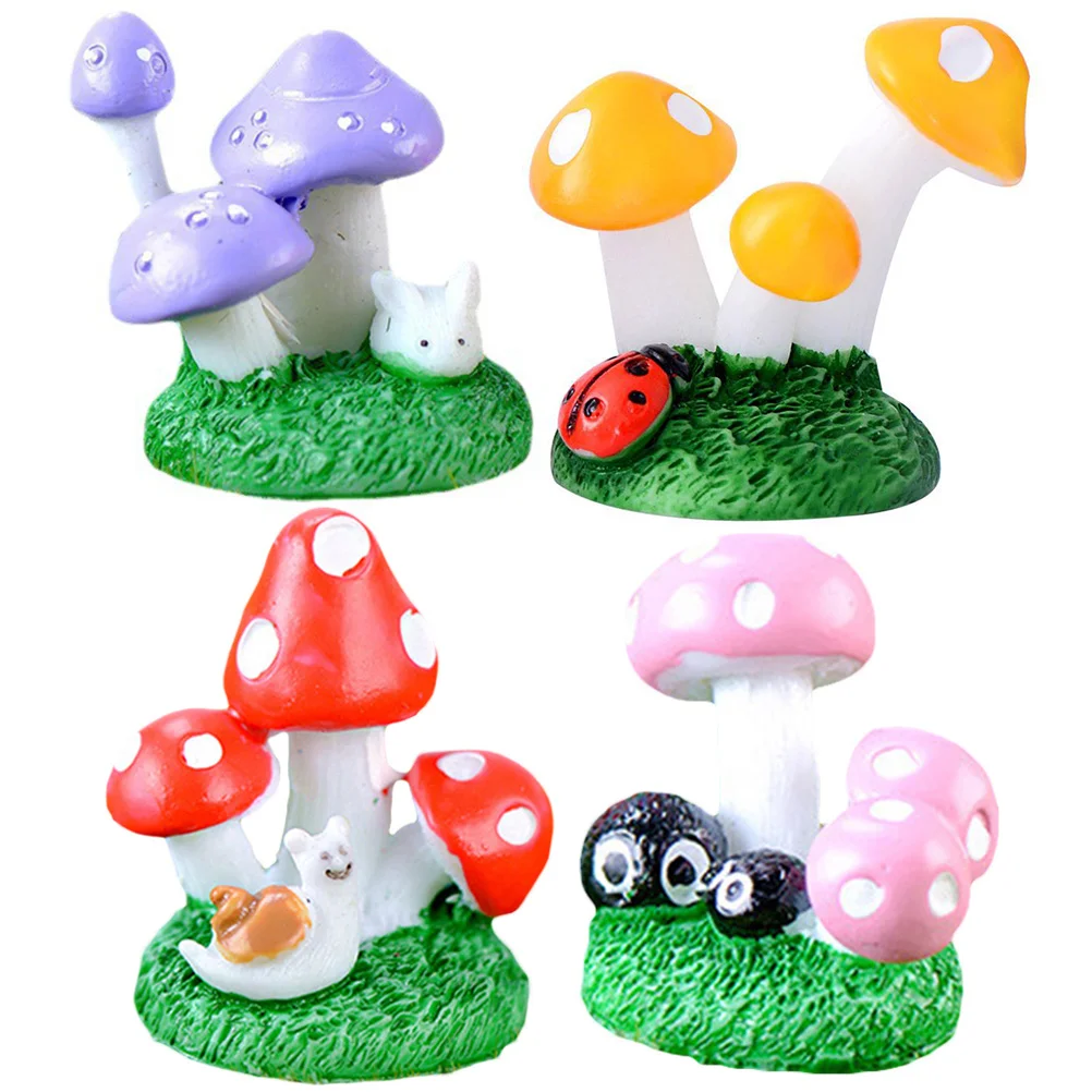 

Mushroom Mushrooms Resintank Fish Fake Decoration Freshwater Snails Mini Accessories Artificial Decors Garden Miniature