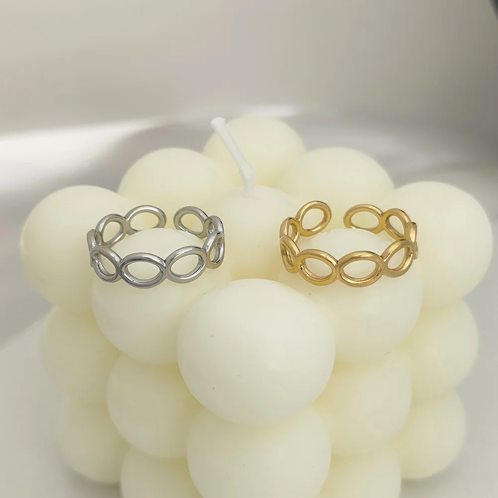

Stainless Steel Circle Geometric Rings 2023 Trend Adjustable Opening Rings For Women Couple Party Gift Fashion Jewelry