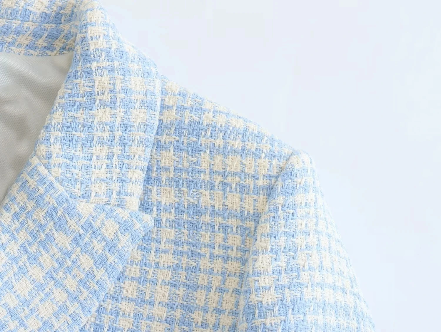 Jenny&Dave 2023 Autumn High Street Retro Plaid Double Breasted Woolen Short Jacket Casual Blazers Women