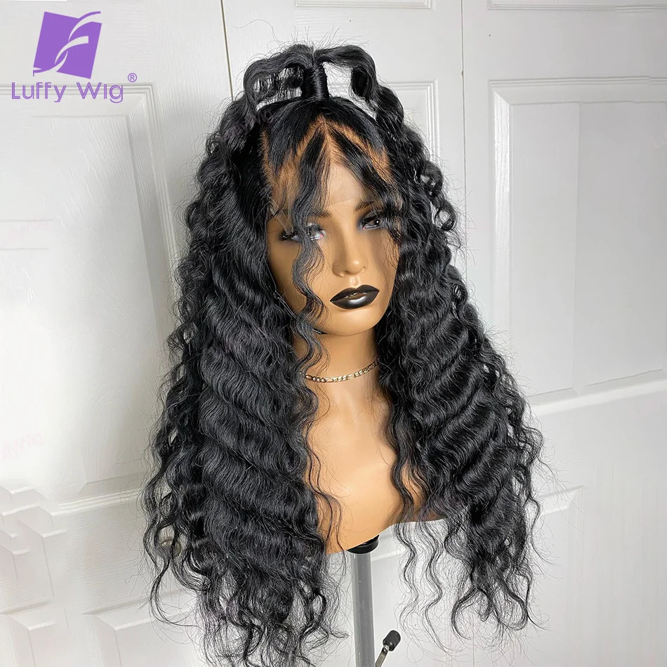 

Deep Wave 13x6 HD Lace Frontal Human Hair Wigs For Women Ramy Brazilian Virgin Hair Full End Natural Hairline Wavy Wig Luffy