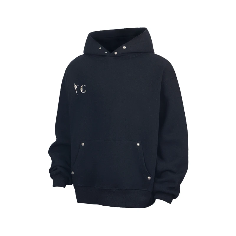 Худи с металлическим логотипом и звездами луной свободного покроя