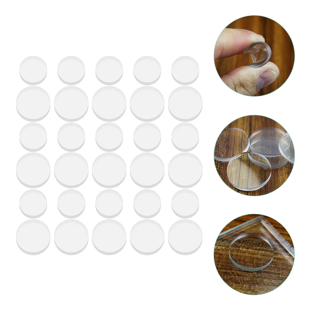 30 Pcs Desktop Drawer Glass Non-Slip Gel Pad Furniture Stoppers Prevent Sliding Anti Pads Rubber Clear Bumpers Cabinets